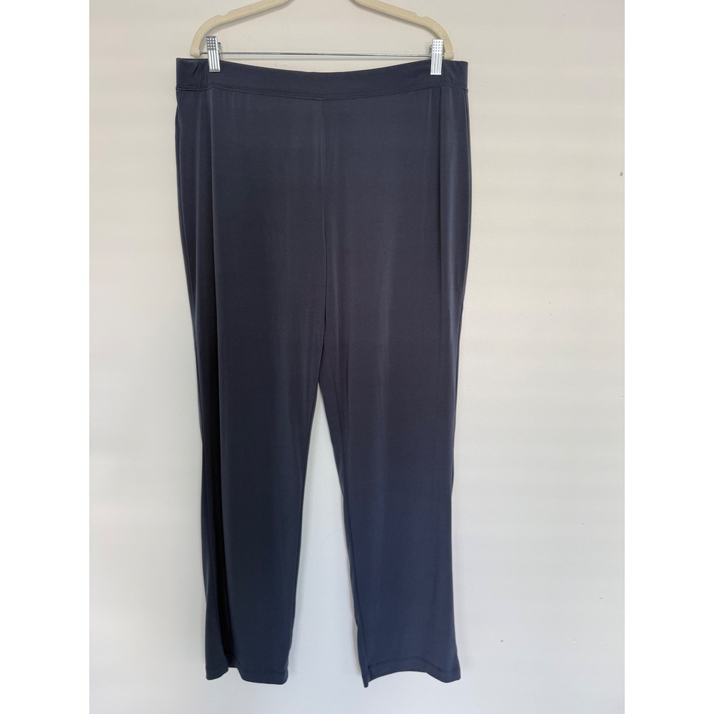 Susan Graver Essentials Gray Pants Large Liquid Knit Pull On Stretch Comfort